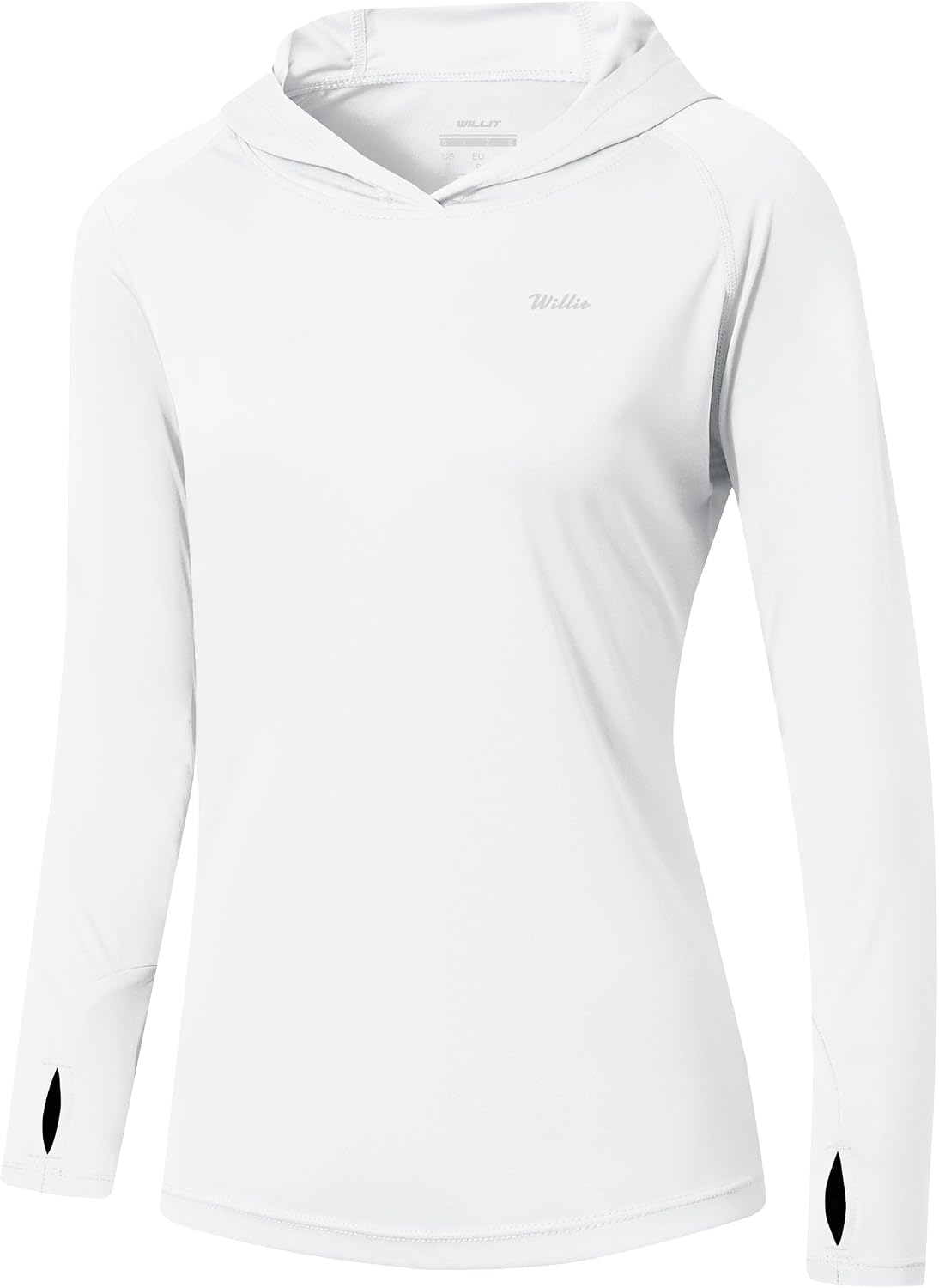 Detalle de Willit Women's UPF 50+ Sun Protection Hoodie SPF Shirt – Lightweight Long Sleeve for Outdoor Activities