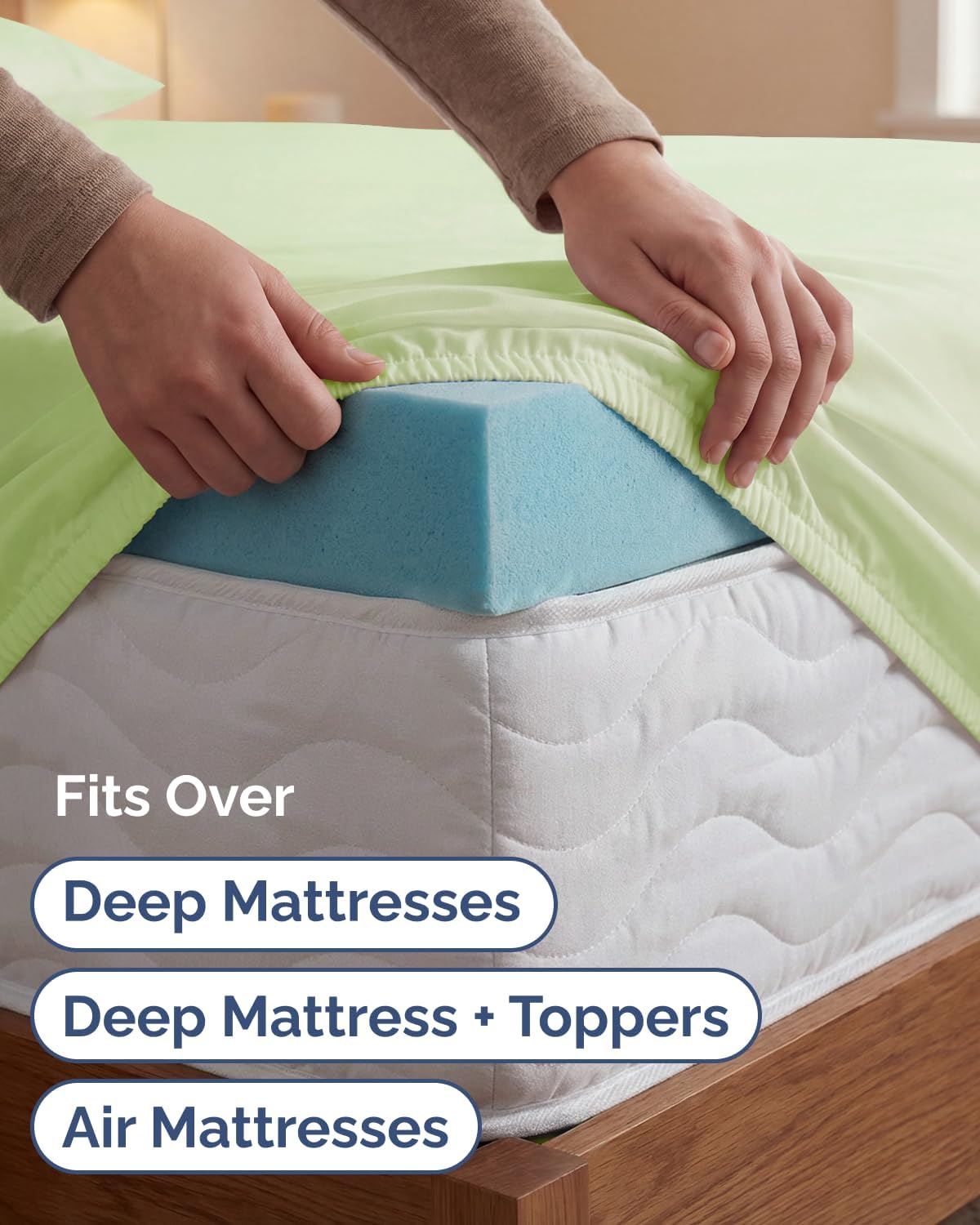 Detalle 2 de CGK Unlimited 21InchTwXLLightSage Twin XL Sheet Set, Microfibre, Light Sage