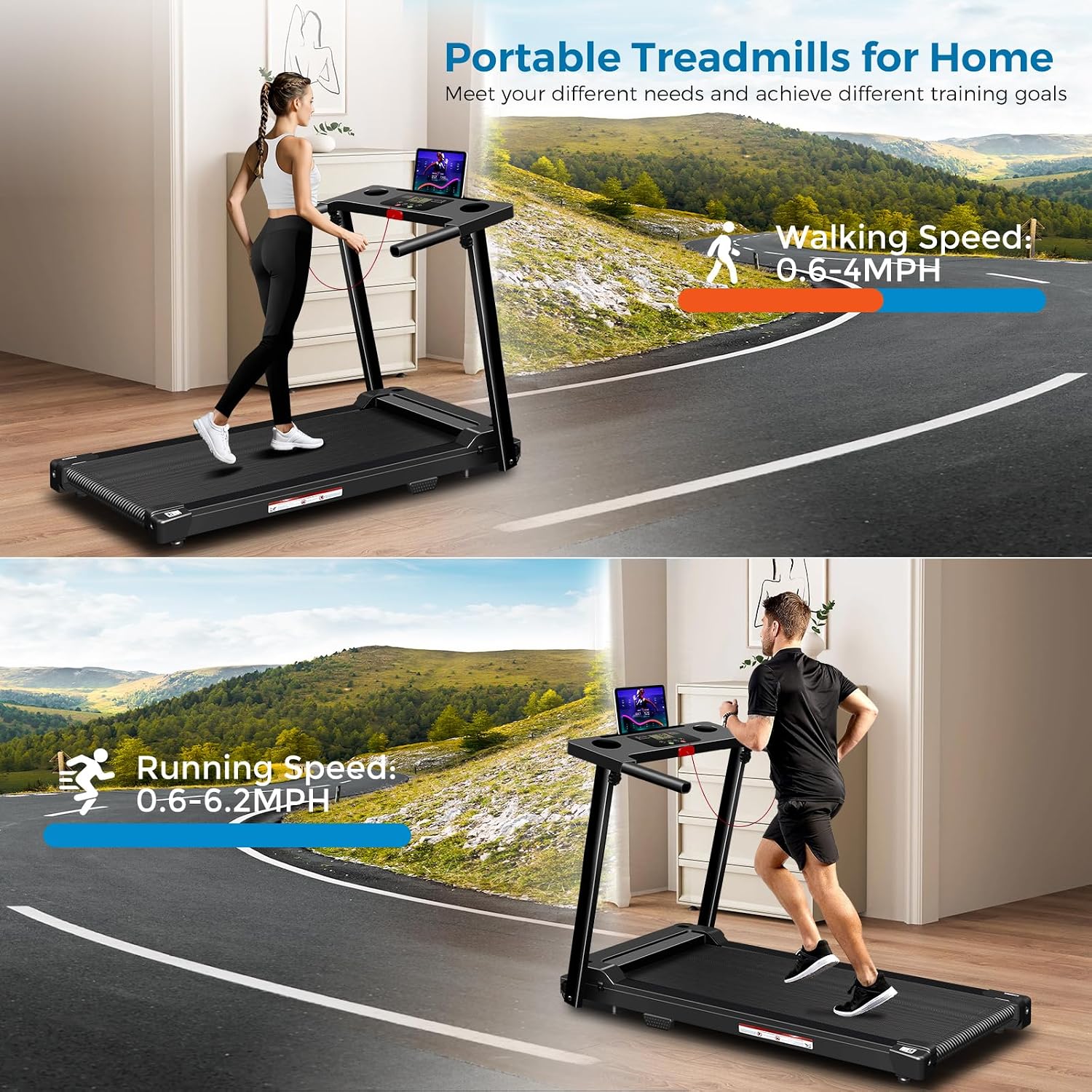 Thumbnail 1 de Aiteid 380C Treadmill with Handles, 12 Programs, 300 lb Capacity