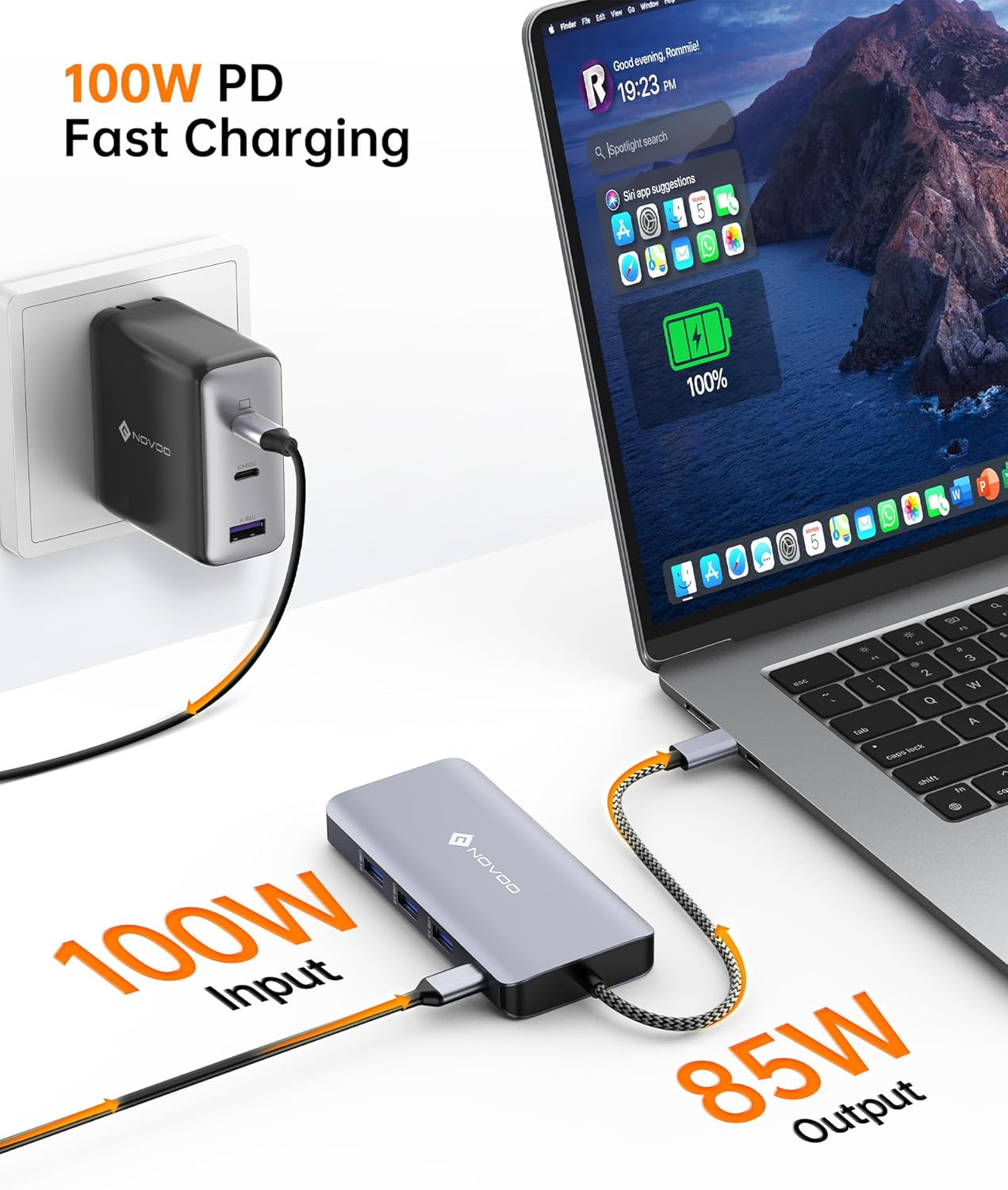 Thumbnail 6 de NOVOO RM11 Pro USB-C docking station (11-in-1) for triple display, 100W PD and RJ45 Ethernet