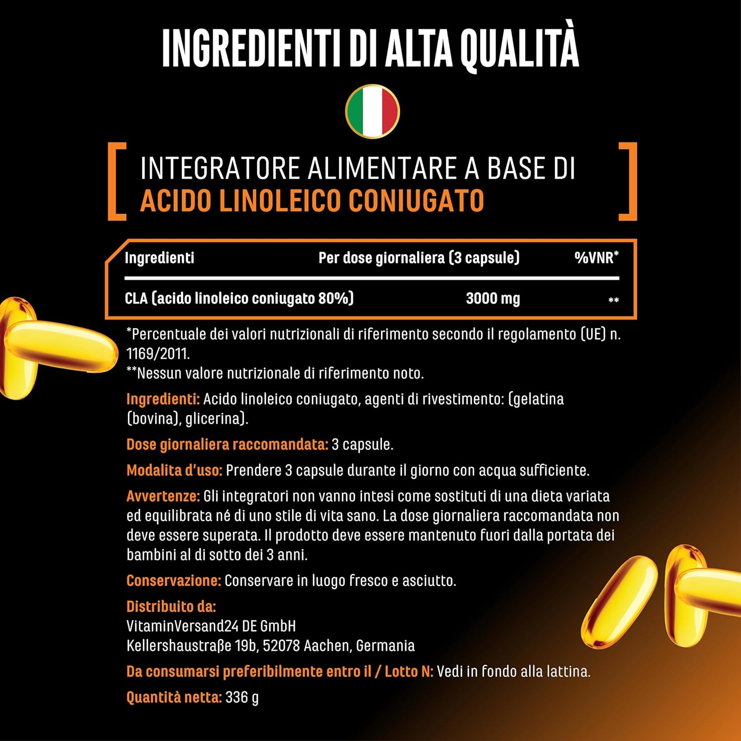 Thumbnail 4 de CLA 240 capsule da 1000 mg – Extra alto dosaggio, 80 giorni di integratori puri per atleti e appassionati