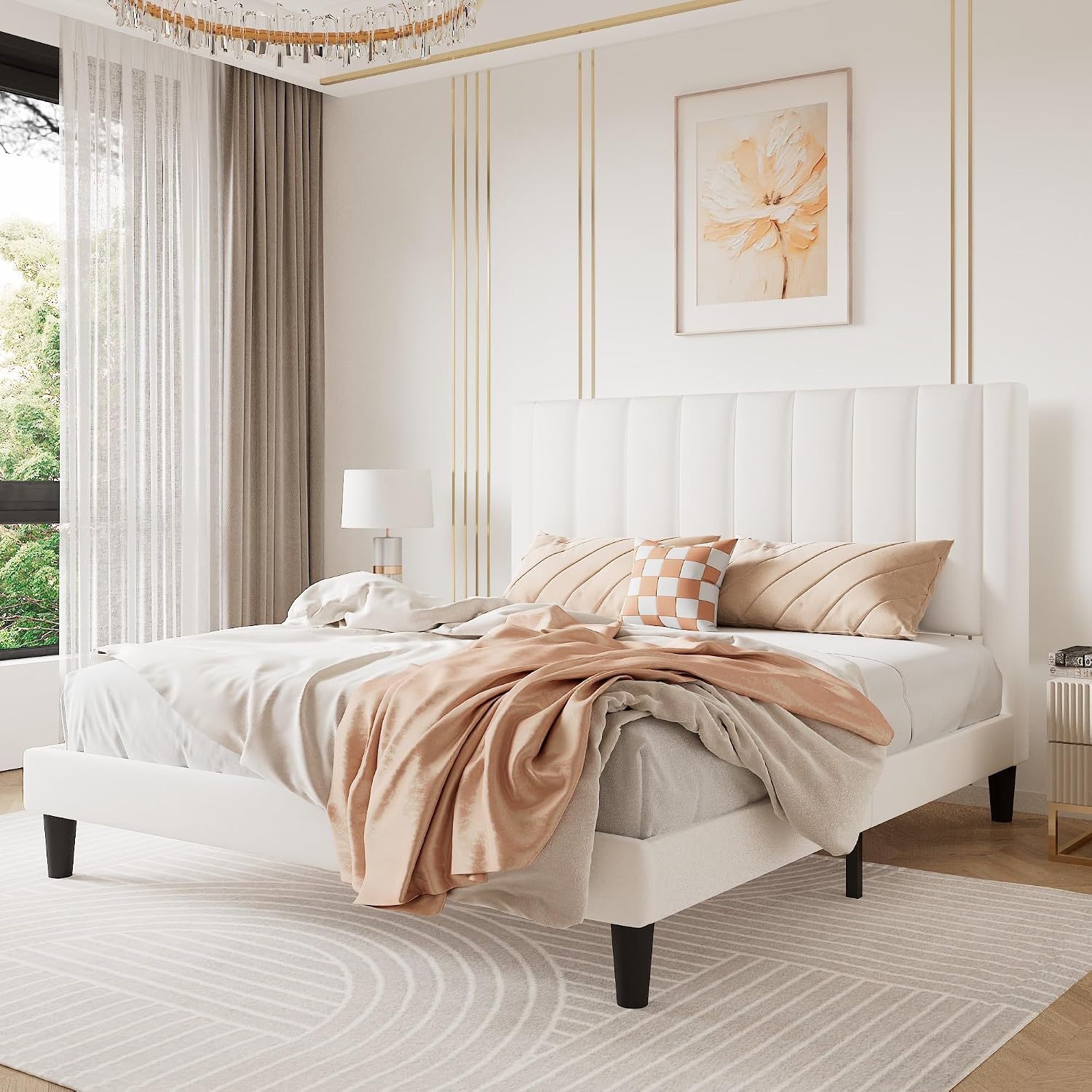 Detalle de SHA CERLIN Queen Upholstered Bed Frame