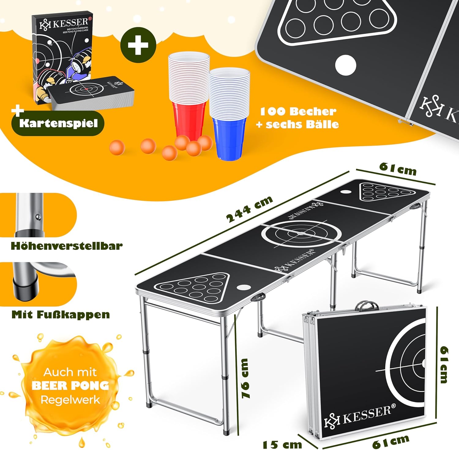 Thumbnail 6 de KESSER Bier Pong Tisch Set höhenverstellbar