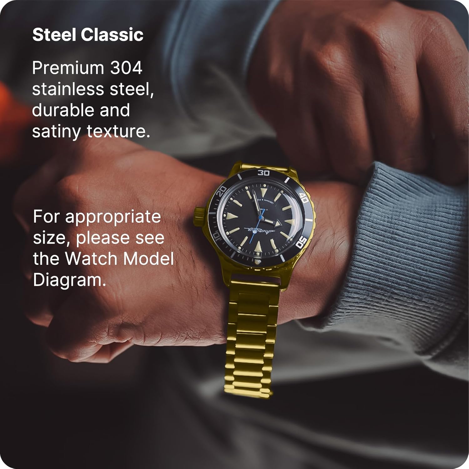 Thumbnail 2 de Fullmosa 20mm Stainless Steel Watch Band – Golden, Quick Release with Removable Links