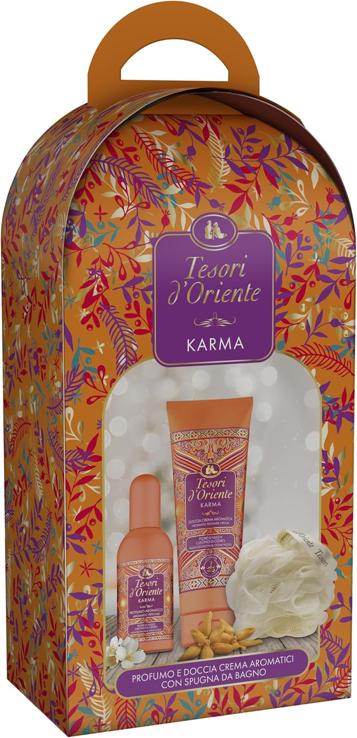 Detalle 2 de Tesori d'Oriente Karma Set Regalo: Doccia Crema 250 ml, Profumo Aromatico 100 ml e Spugna da Bagno