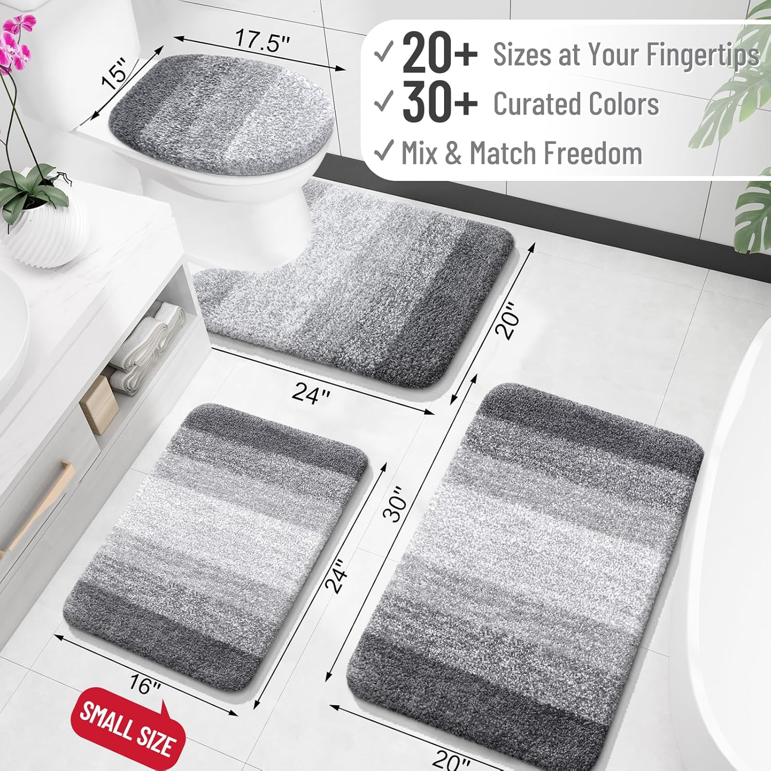 Thumbnail 1 de OLANLY Bathroom Rug 30x20, Extra Soft Microfiber