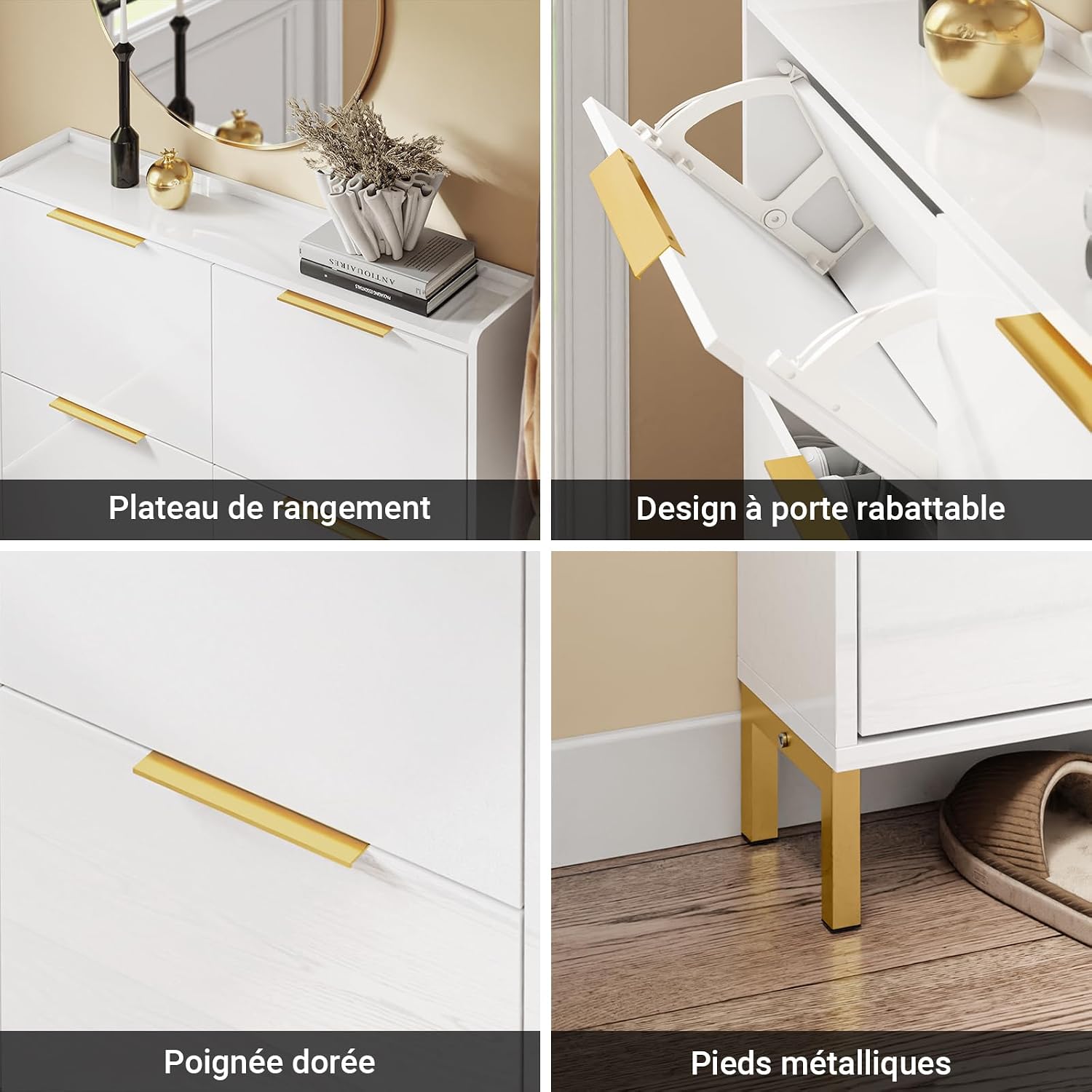 Thumbnail 6 de SoBuy FSR206-GW Meuble à chaussures 100x19x90cm