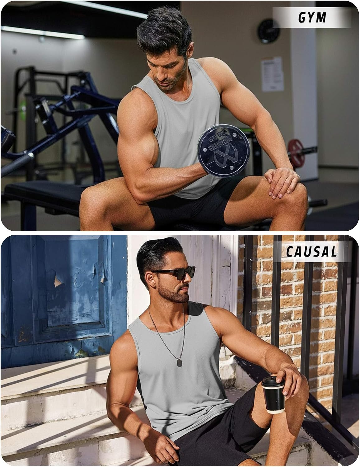 Thumbnail 6 de PINSPARK Men's Tank Tops UPF 50+ Quick Dry Sleeveless Athletic Shirt