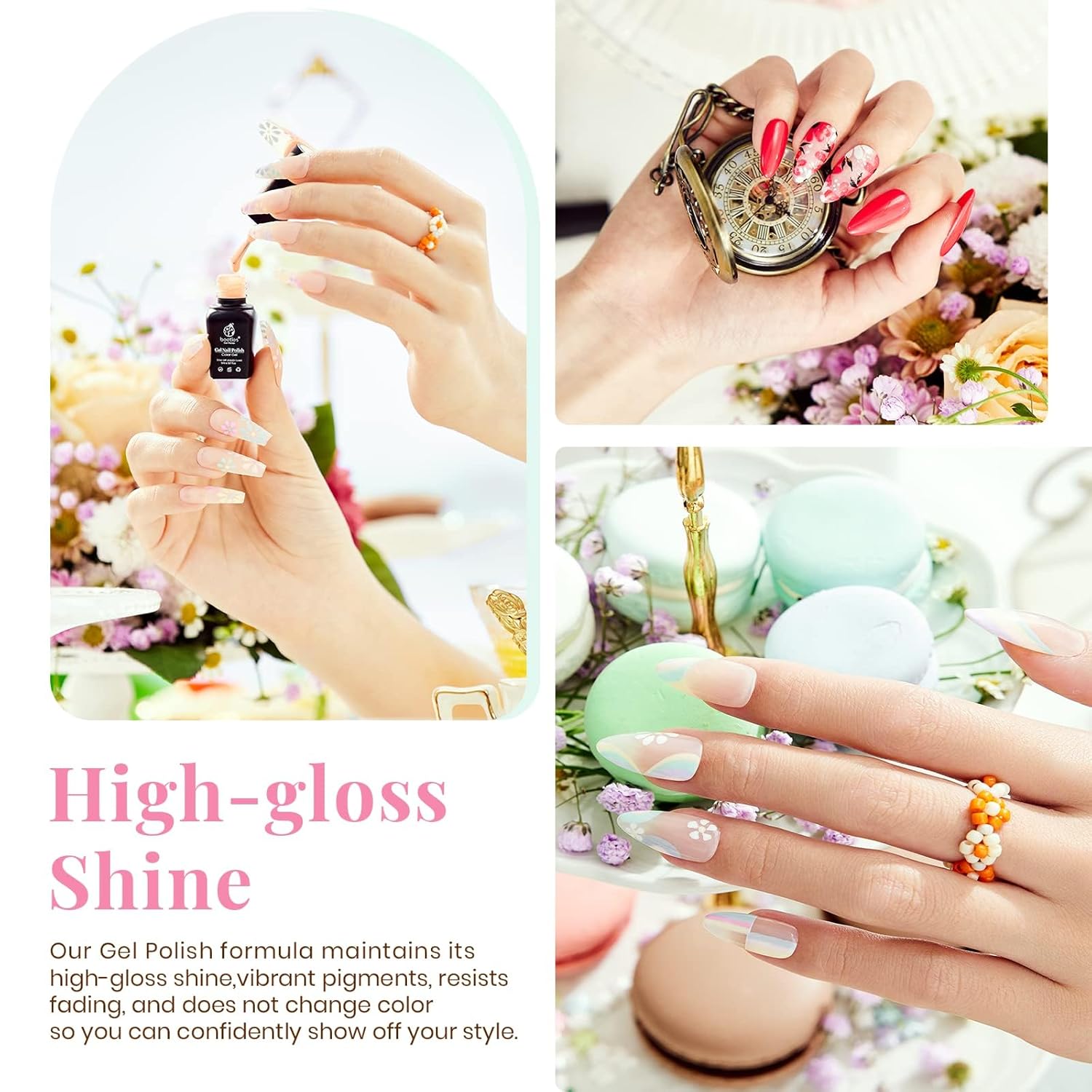 Detalle de Beetles UV Nagellack-Set „Stylish Retro“ – 20 Farben mit Base & Top Coat (Soak-Off)