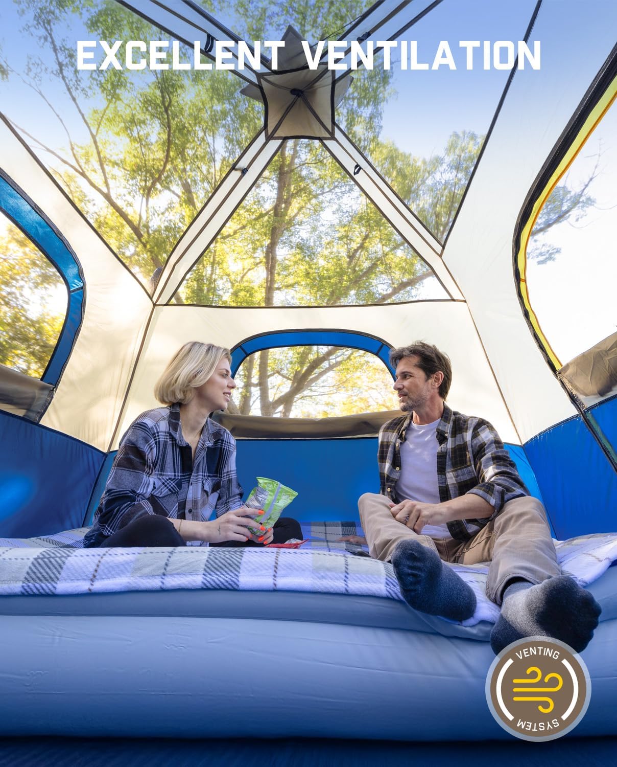 Thumbnail 2 de FanttikOutdoor Instant Cabin Camping Tent (4/6/8/10 Person) in Navy Blue — Rainfly, Windproof Setup in 60 Seconds