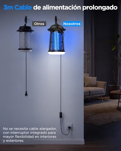 Detalle 2 de Lámpara Antimosquitos VIWAVE con LED y 4200 V: uso interior y exterior