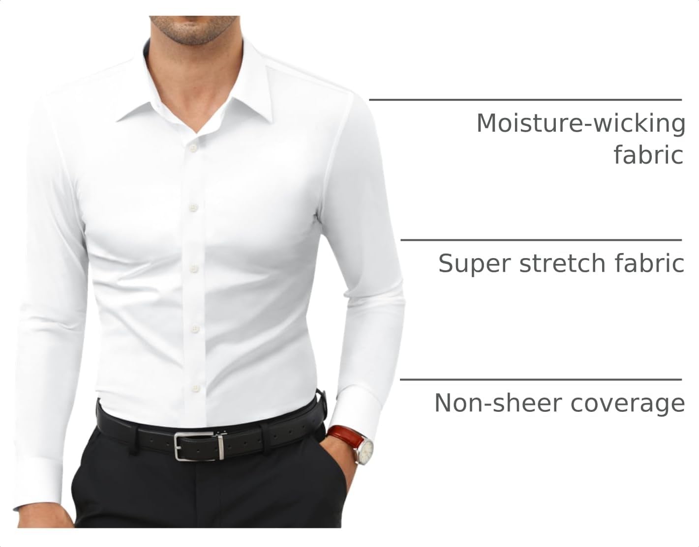 Detalle 2 de Lion Nardo Stretch Slim Fit Dress Shirt — Long Sleeve 👔