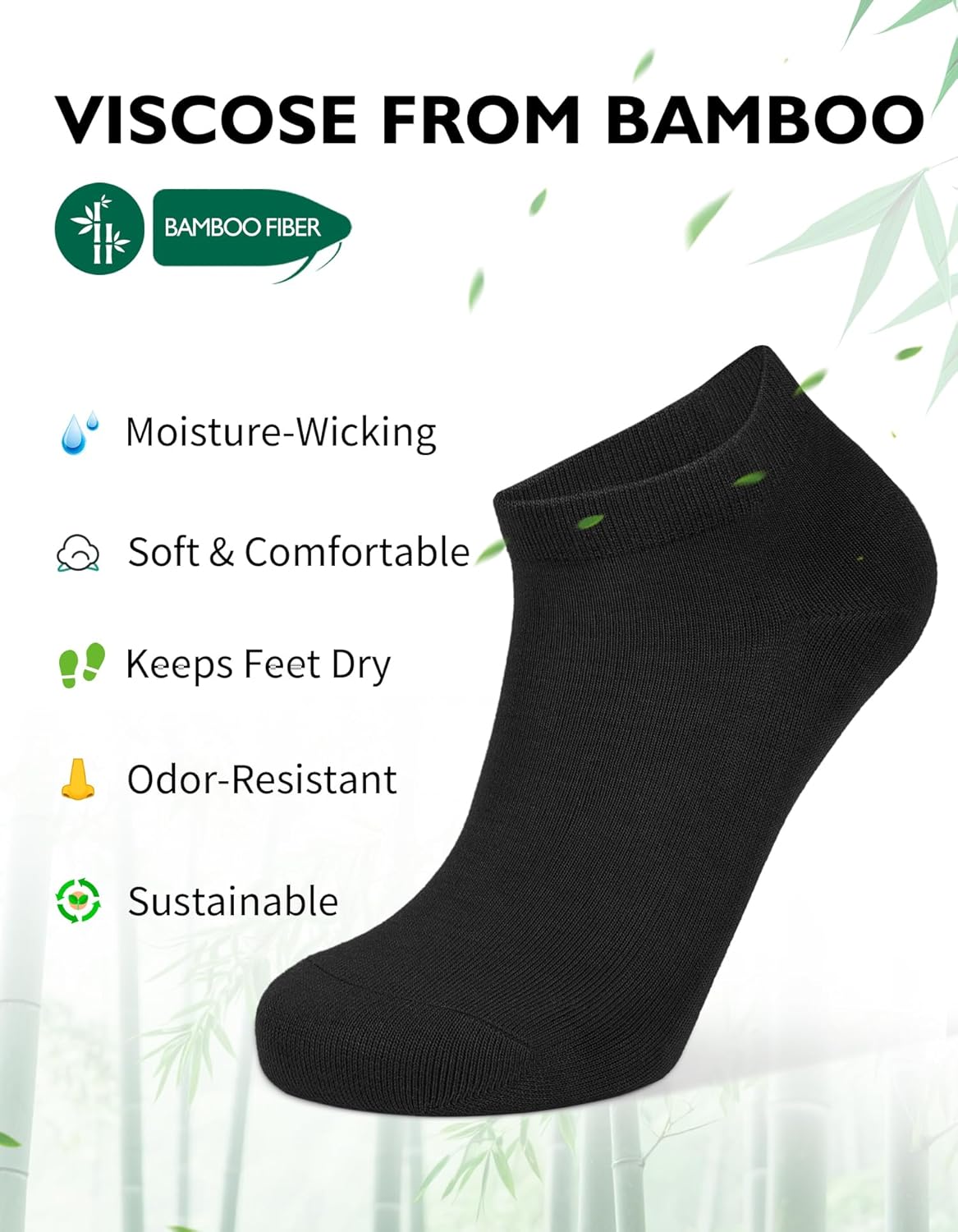 Thumbnail 2 de CLOSEMATE – 6 paires de chaussettes bambou et coton (39-42 / 43-46) Homme/Femme, anti-odeur, respirantes et confortables