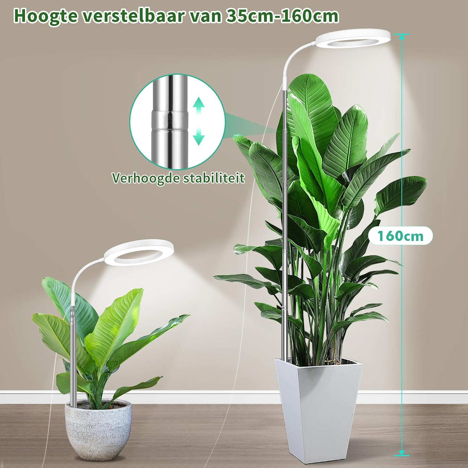 Detalle de INTERESTIME INT-PL160-W1 LED-plantenlamp, 72 leds, volledig spectrum en timer