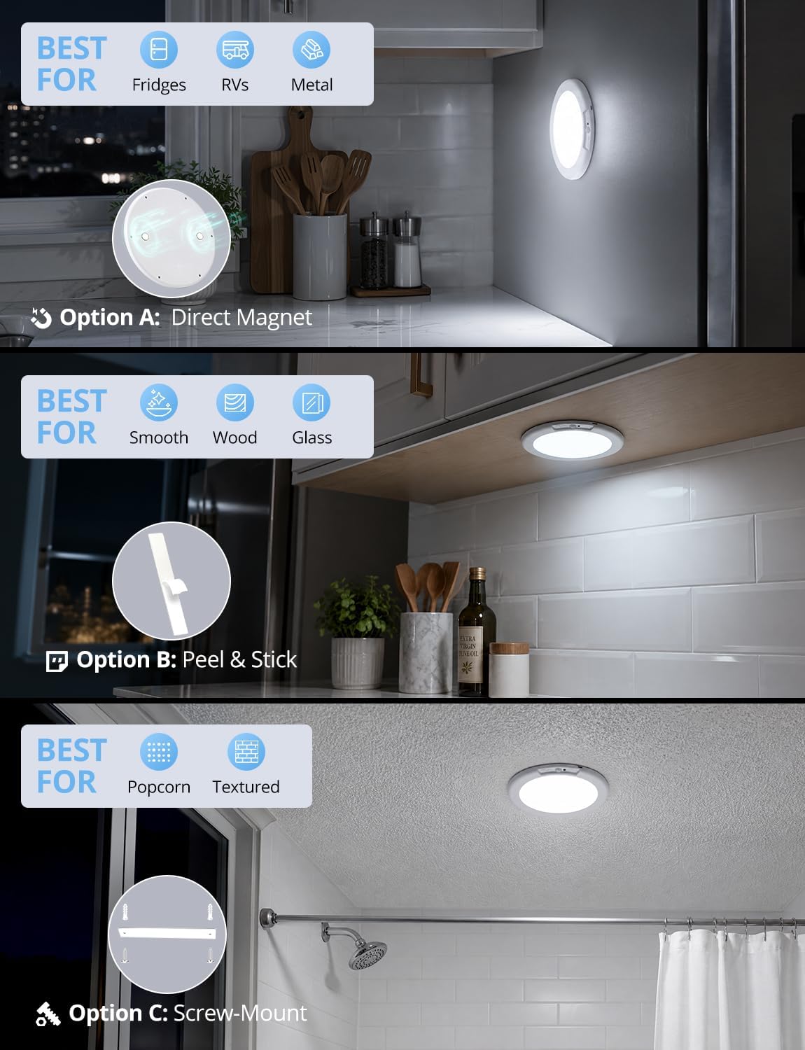 Detalle de Combuh TL070 Rechargeable Motion Sensor Ceiling Light, IP44, Dimmable