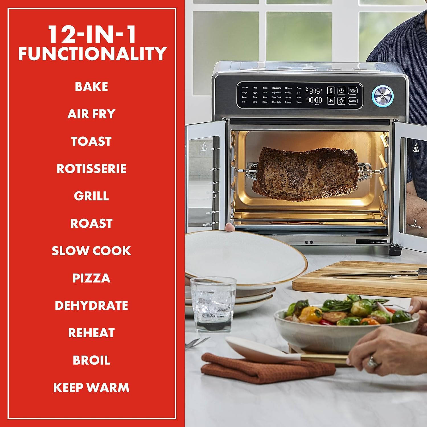 Detalle 2 de Emeril Lagasse Extra Large Toaster Oven Air Fryer, 24 Functions 🍽