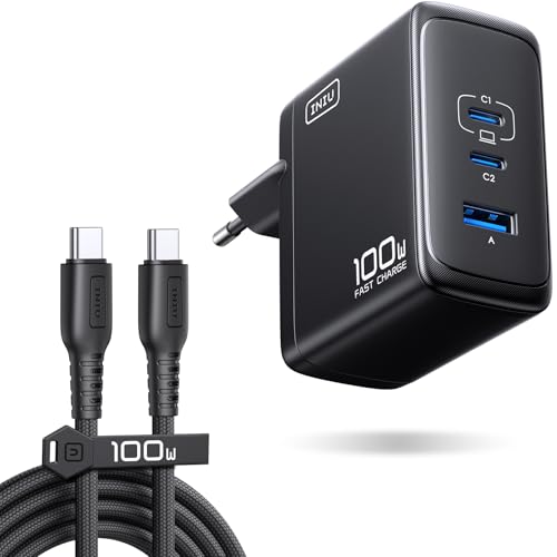 Detalle de INIU 100W Chargeur USB-C à 3 ports avec câble inclus – rapide, compact et sûr