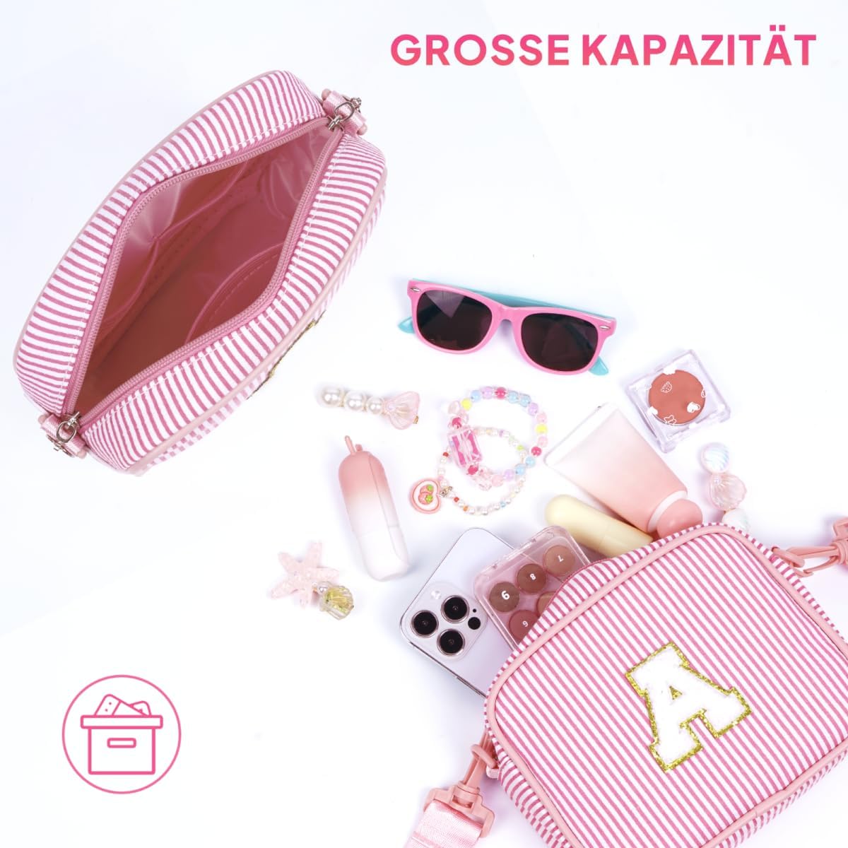 Thumbnail 6 de YOOLIFE Personalisiert Umhängetasche Mädchen – Monogramm-Umhängetasche in Rosa, personalisierbar