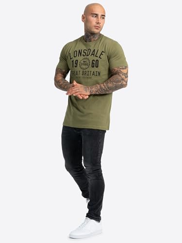 Detalle 2 de Camiseta Lonsdale Bangor Double Pack para hombre – Black/Olive (tallas variadas)