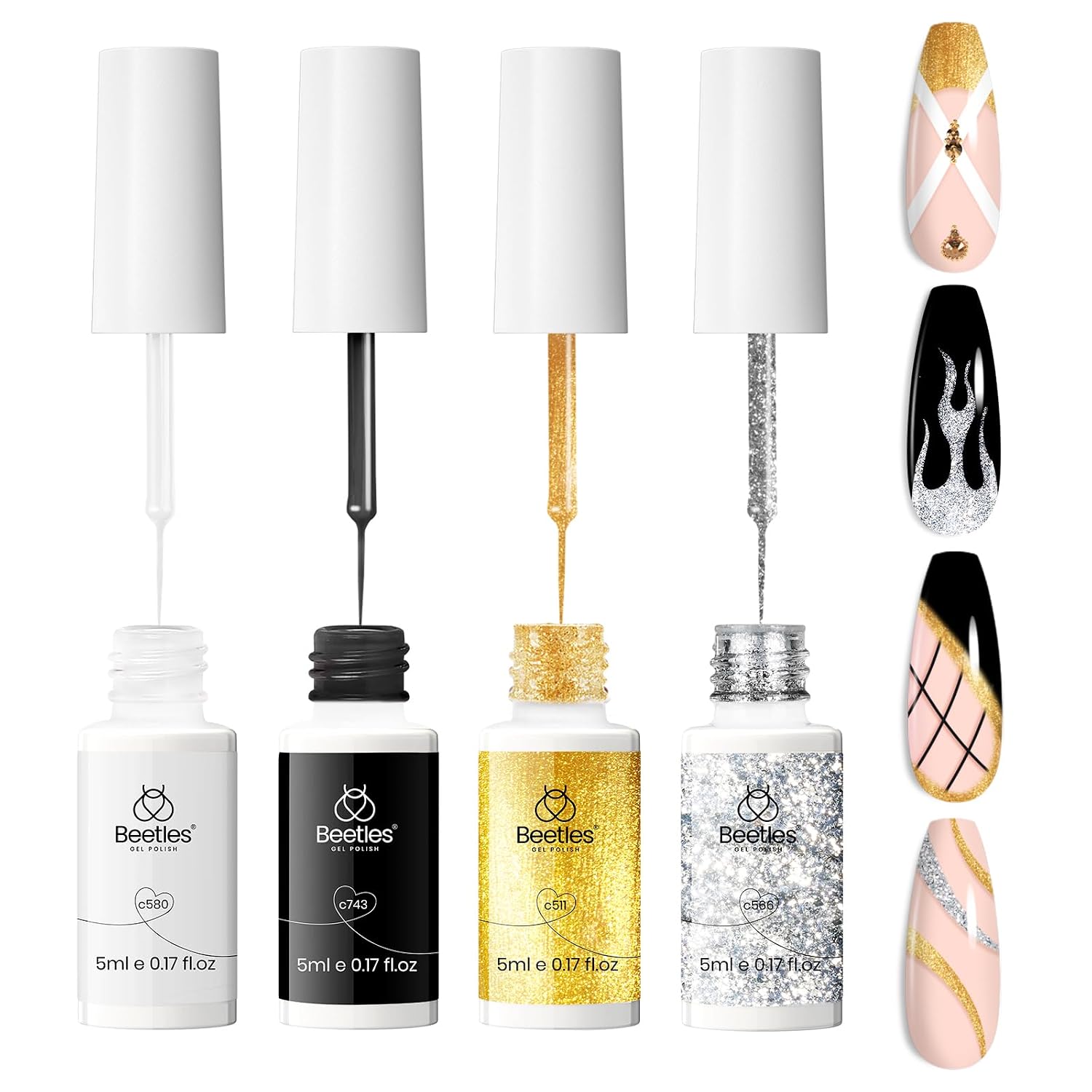 Detalle de Beetles Nail Art Gel Polish Set, 4-Piece
