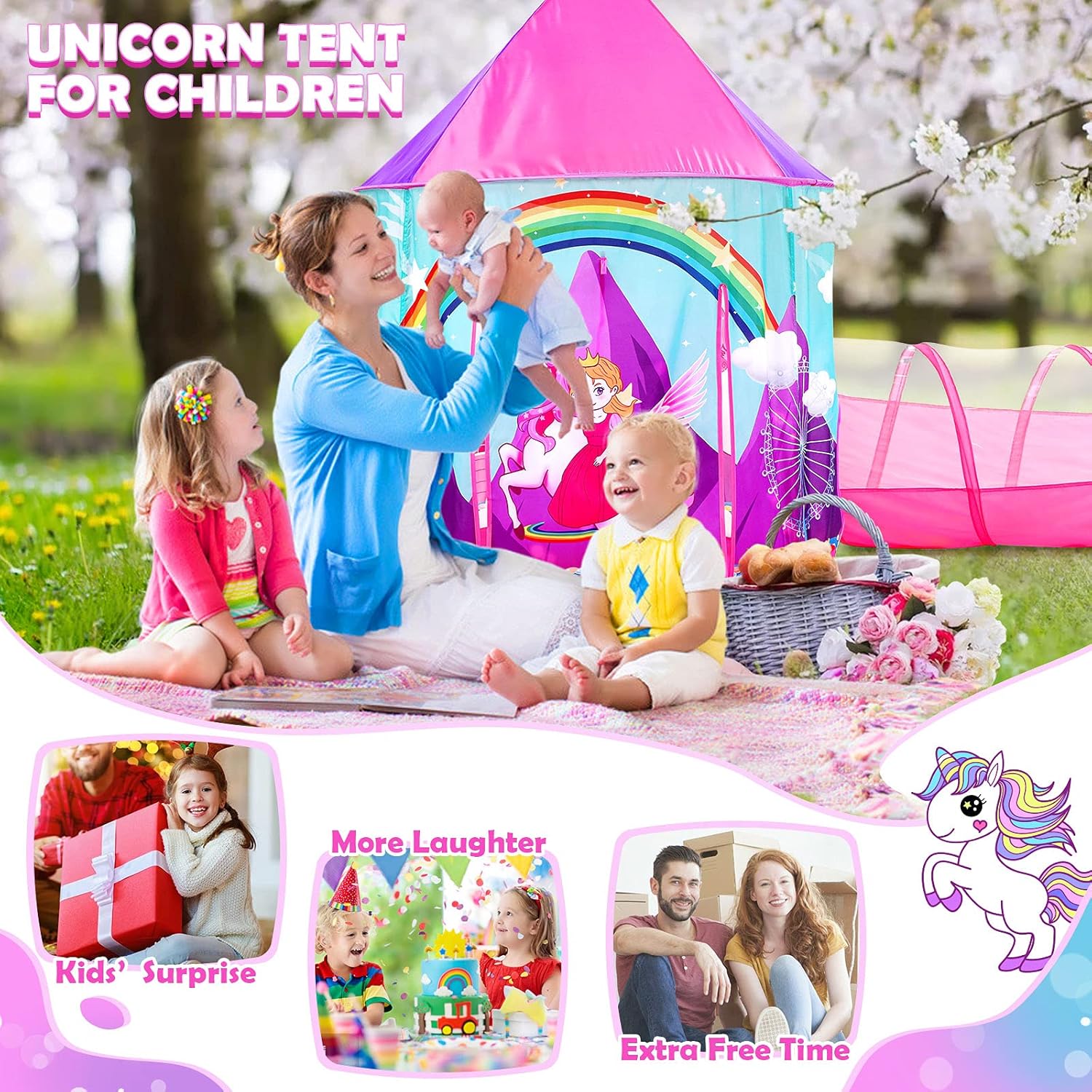 Thumbnail 4 de PigPigPen 3pc Unicorn Play Tent 🎪