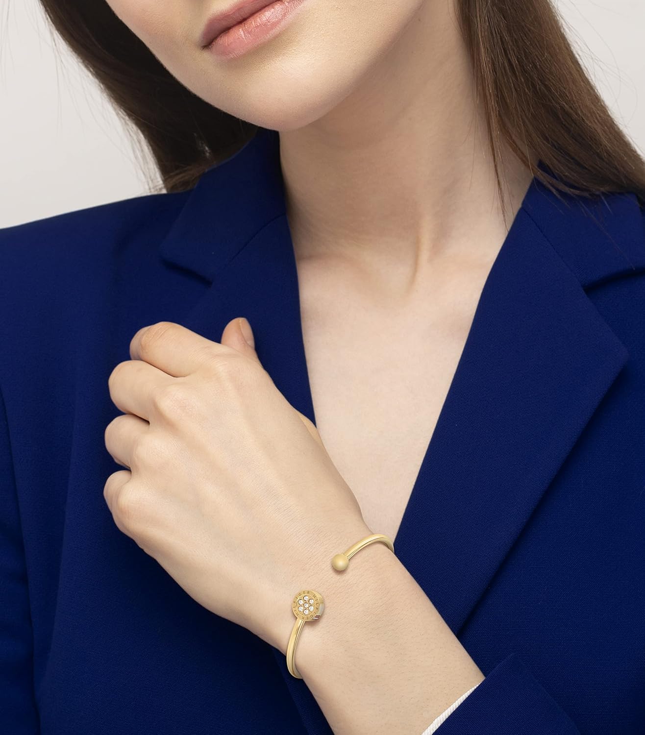 Thumbnail 2 de Tommy Hilfiger Jewelry bracciale bangle aperto in acciaio con cristalli (oro, oro rosso o argento)