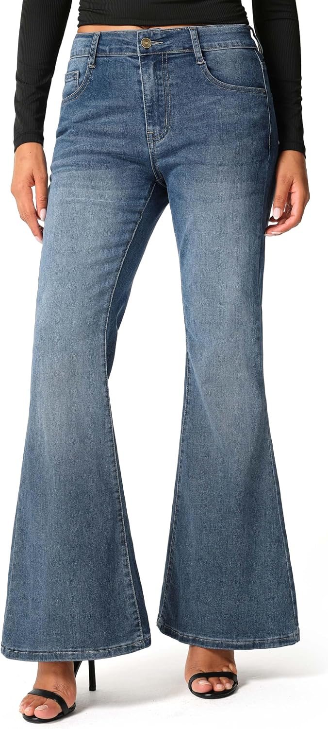 Thumbnail 1 de THE GYM PEOPLE Women's Mid-Rise Bootcut Jeans, Stretch Denim, Five Pockets