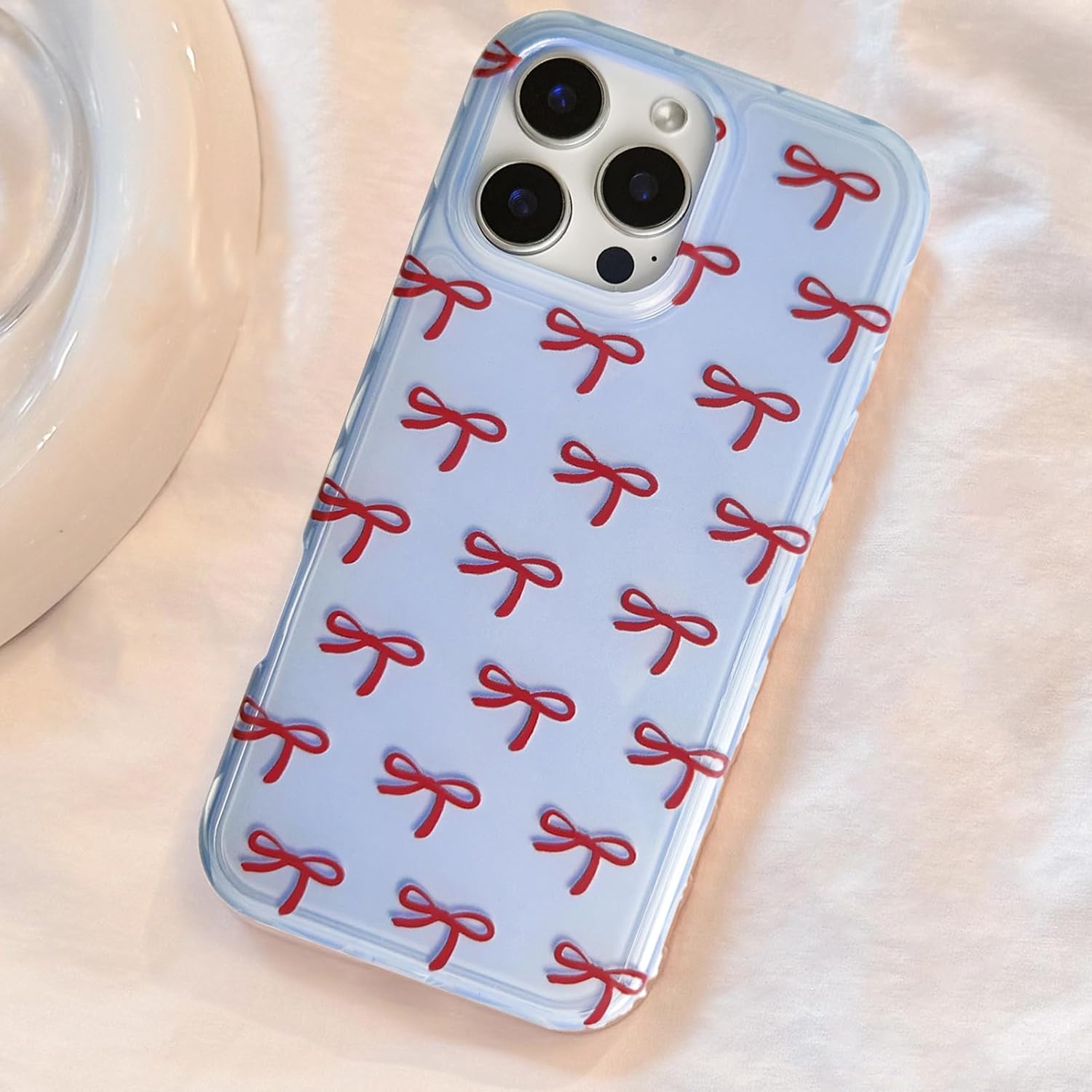 Thumbnail 3 de xoniery iPhone 16 Pro Max case with cute bowknot bow aesthetic pattern (blue)