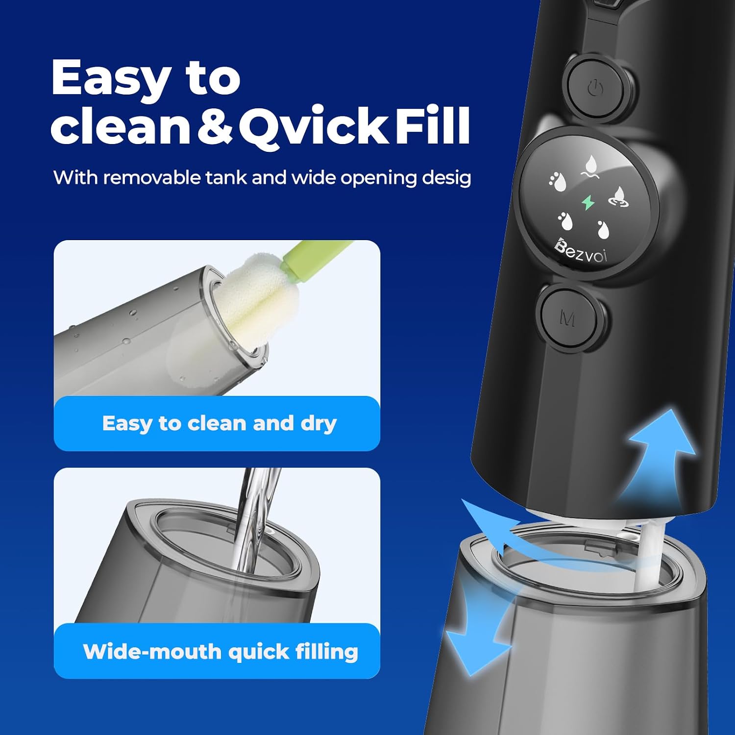 Detalle 1 de Bezvoi Cordless Water Flosser, 300 mL Tank