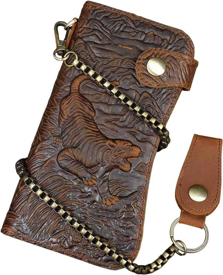 Thumbnail 6 de LUUFAN Men's Leather Long Wallet with Zipper Pocket and Dragon Detailing