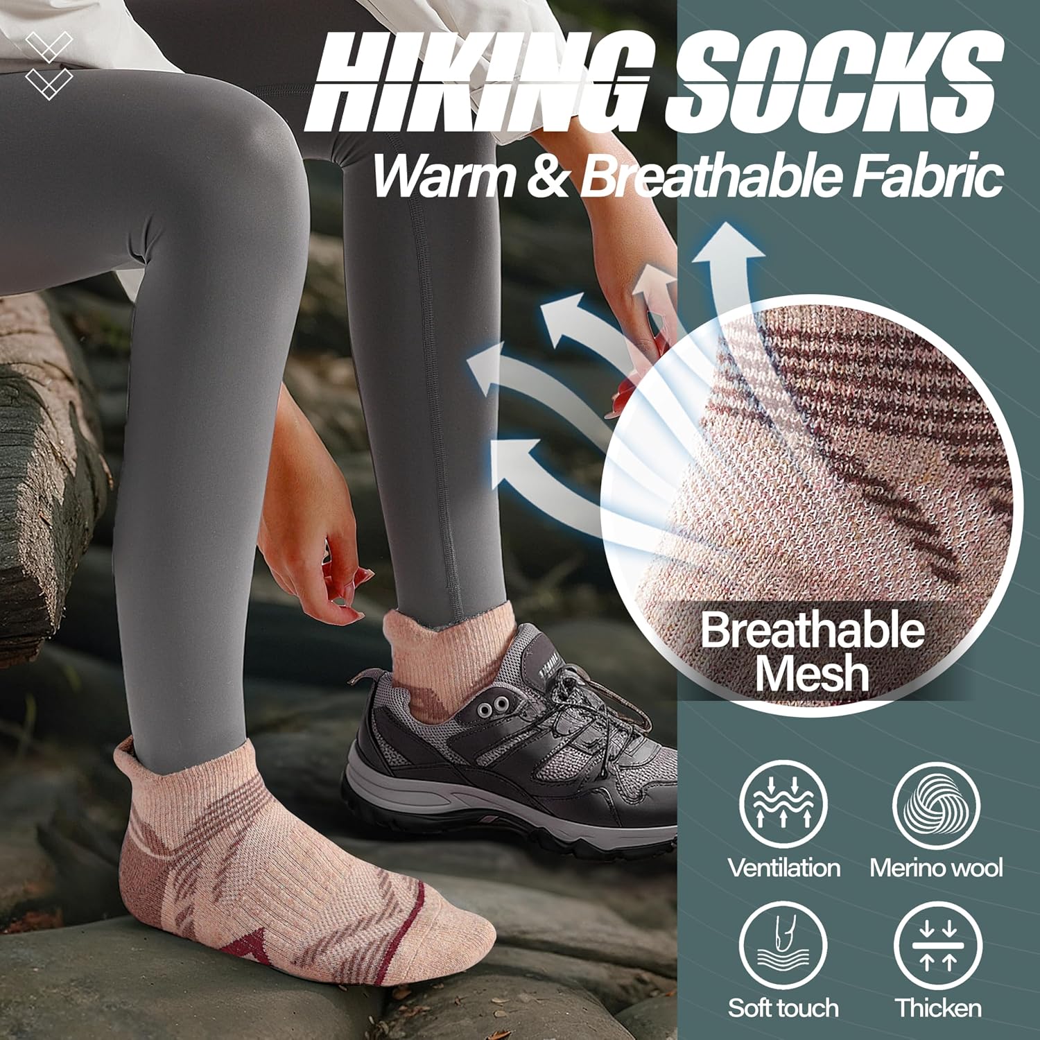 Thumbnail 6 de ANTSANG Merino No Show Socks for Hiking