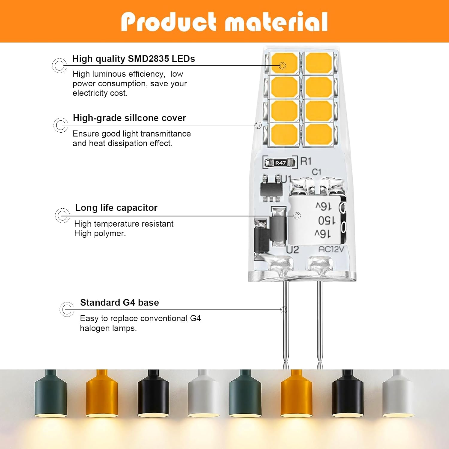 Detalle 2 de AGOTD G4 LED 3W 3000K 210lm G4 Birne