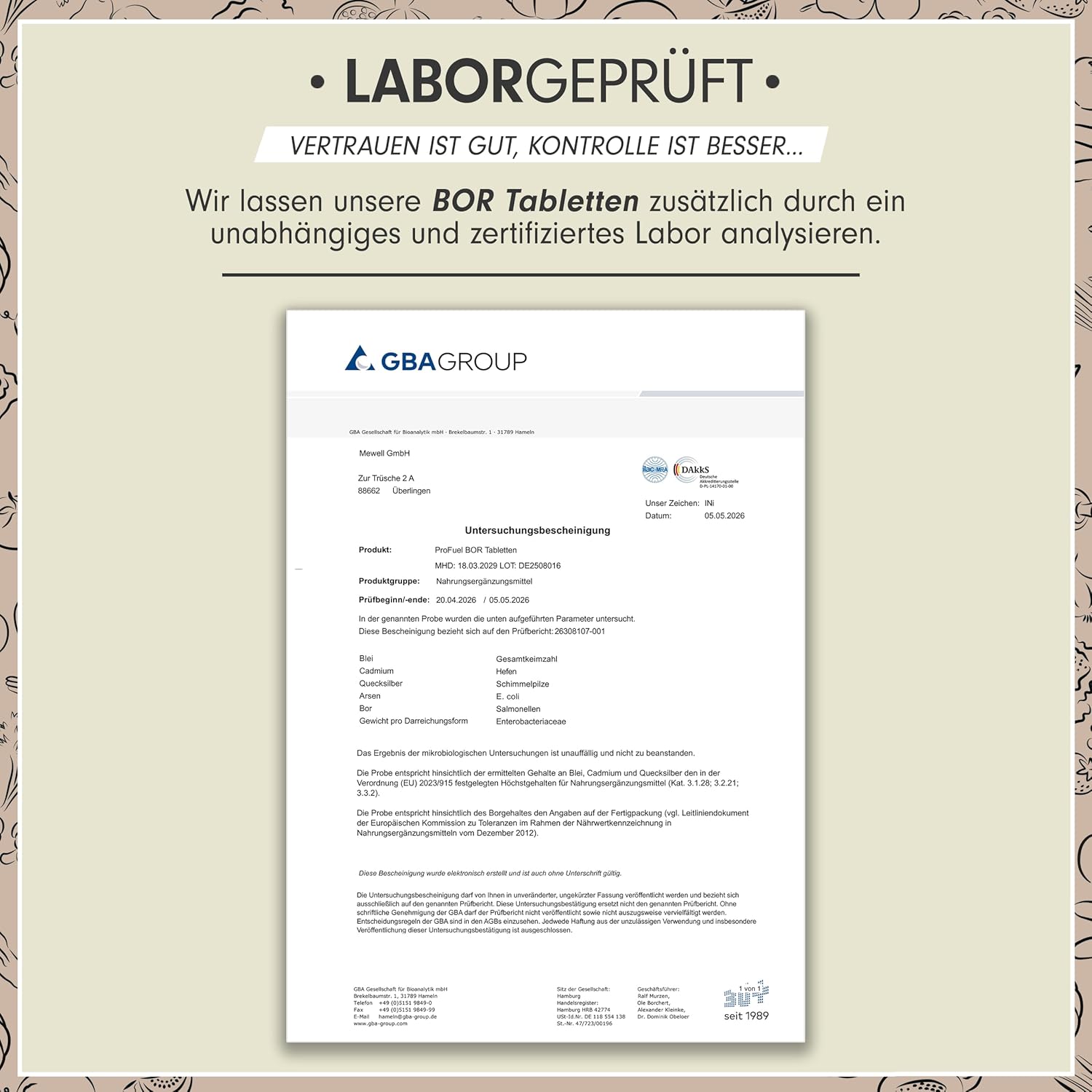 Detalle 1 de Bor Tabletten 3 mg, 365er Jahresvorrat