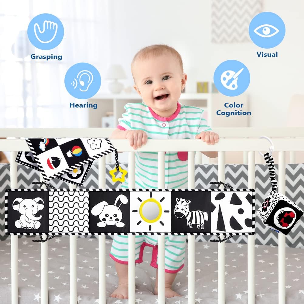 Thumbnail 5 de Aolso Libro di Stoffa Sensoriale per Neonati - Set di 3 con Sonaglio, Ideale per Tummy Time e Passeggino