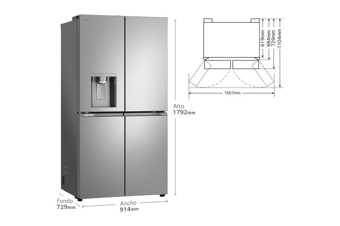 Detalle 2 de GMF961PY3E Frigorífico American Combi 646 L, inox antihuellas