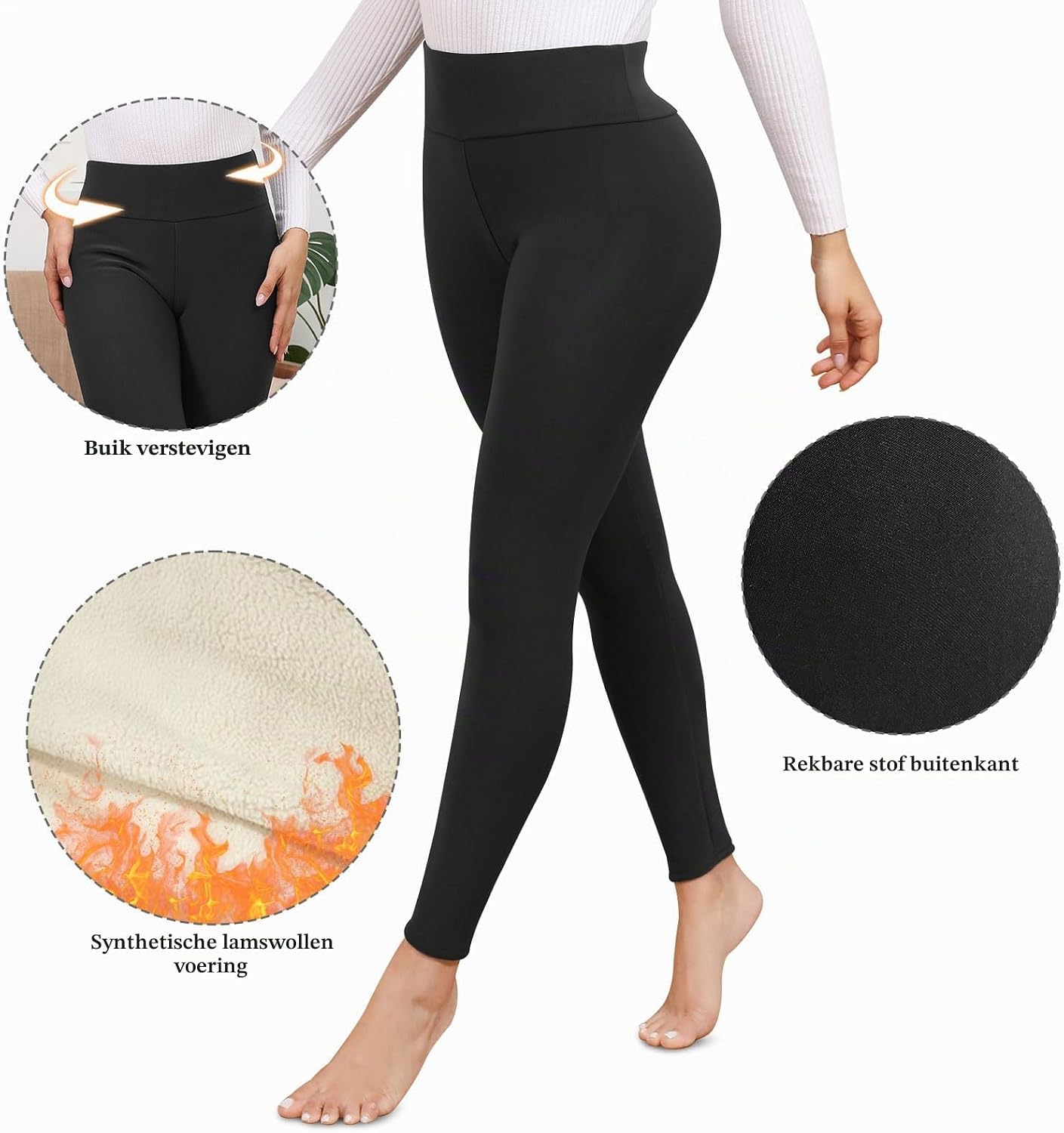 Thumbnail 3 de Thermische dameslegging met fleecevoering, hoge taille en ondoorzichtige stof