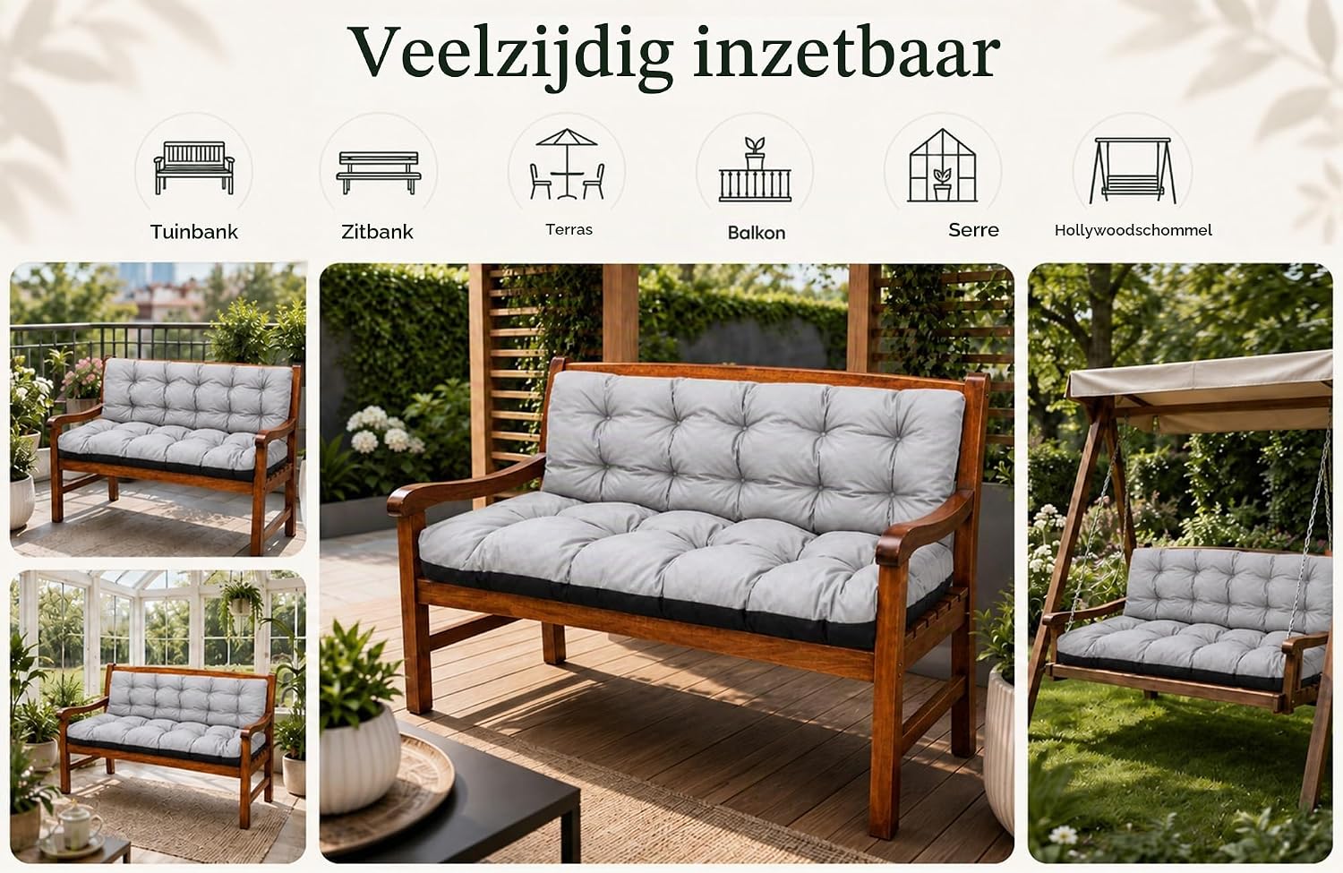 Thumbnail 2 de Amazinggirl tuinbankkussen 180x100 cm, groen polyester en opvouwbaar