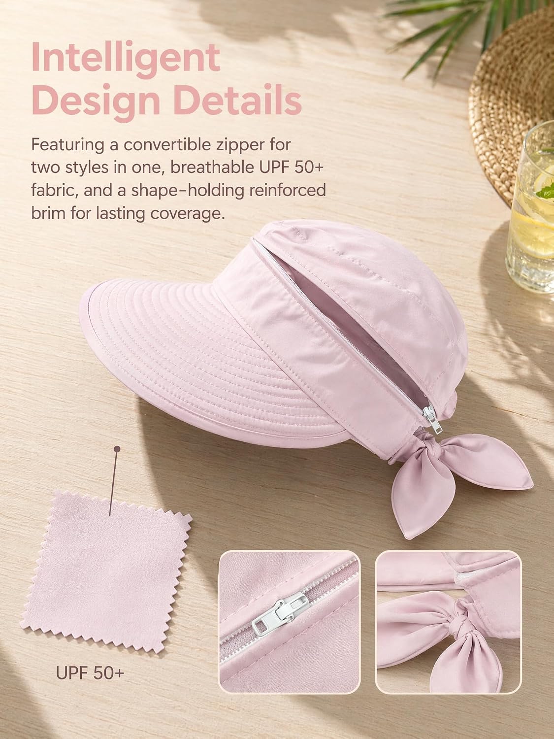 Detalle 2 de AlturaGo 2-in-1 Women's Sun Hat and Visor, Ponytail-Friendly, Quick-Dry
