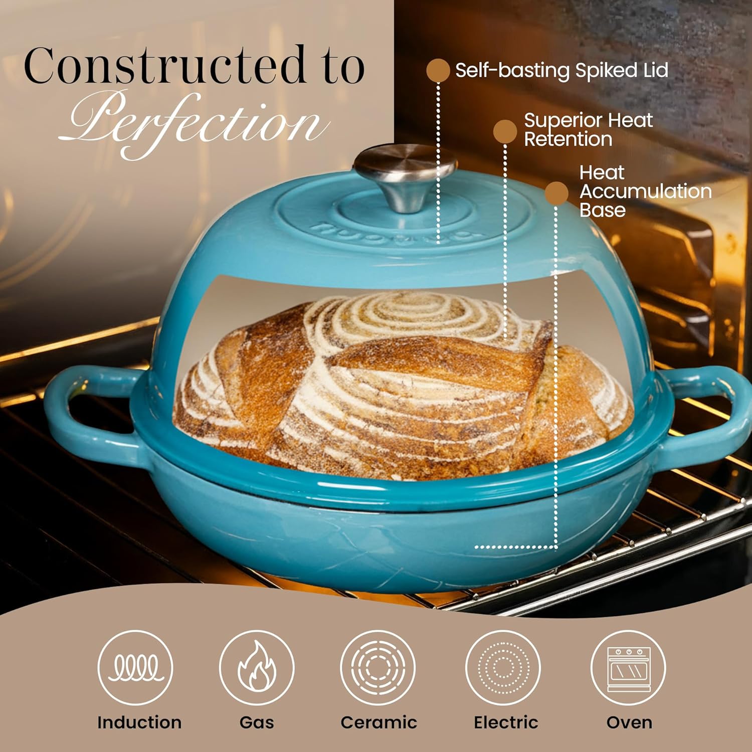 Thumbnail 2 de Nuovva Enamelled Cast Iron Dutch Oven Pot (26cm, 6 Quarts) – Blue