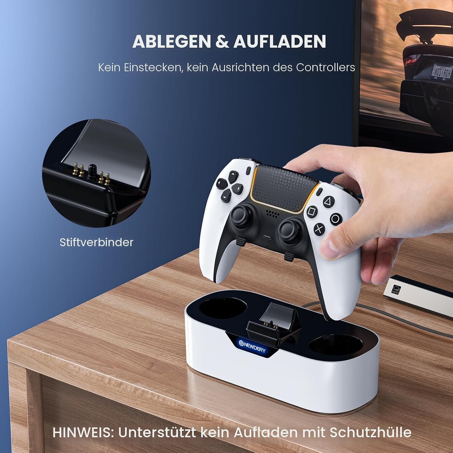 Detalle de NEWDERY PS5 Controller Ladestation 1,5 h