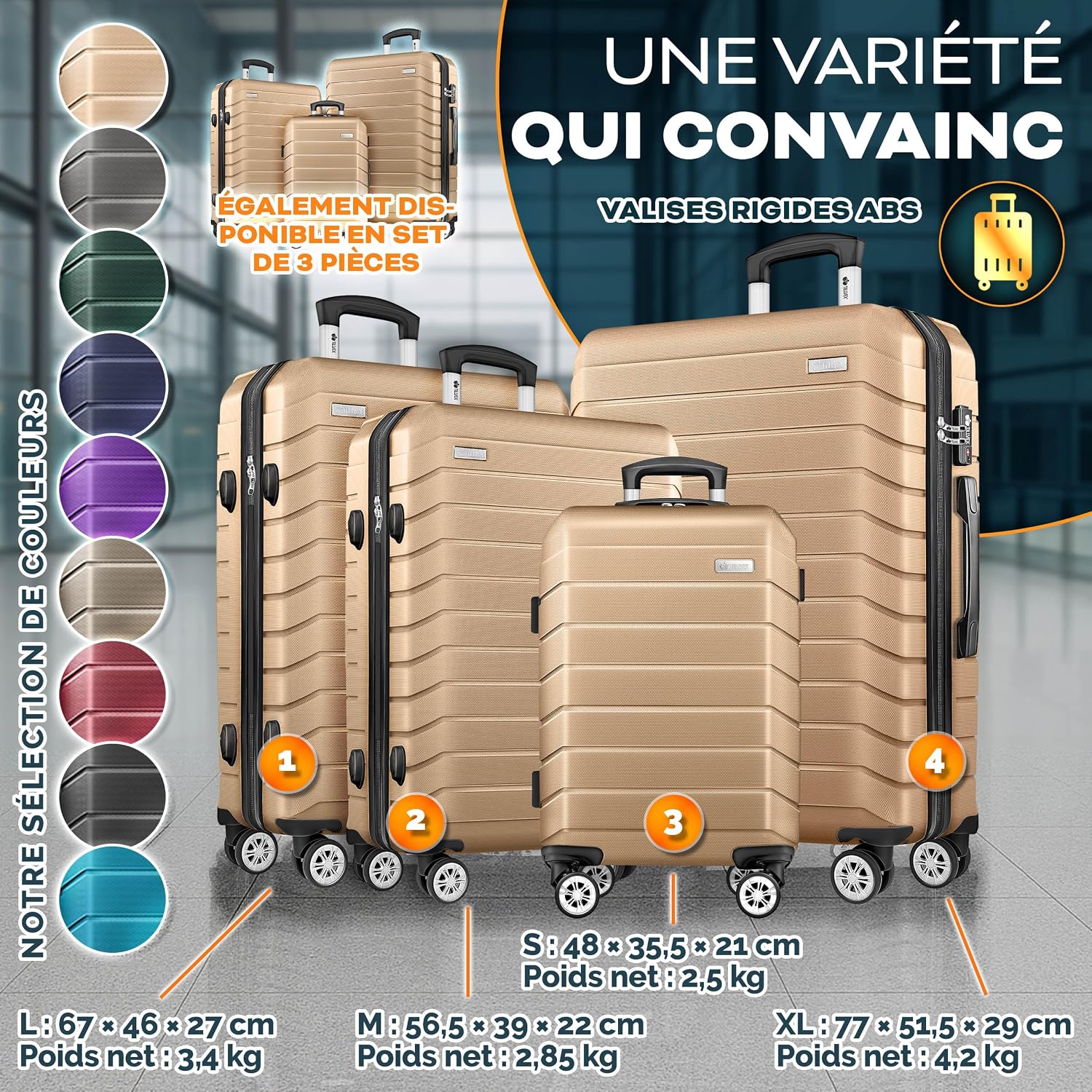 Thumbnail 4 de tillvex Set de 4 valises rigides 4 tailles