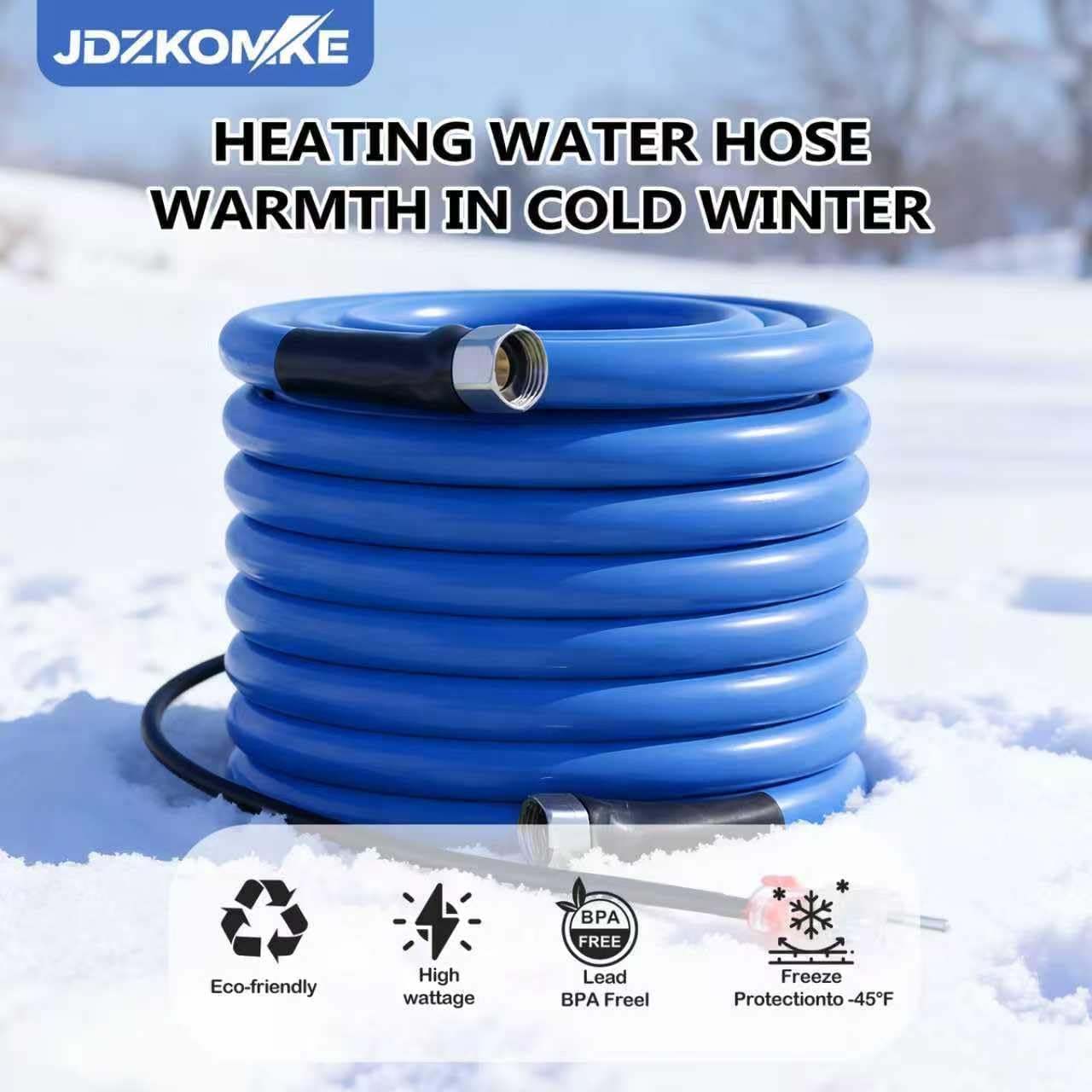 Detalle de JDZKOMKE 30FT Heated RV Water Hose, Lead-Free with PVC and Brass Fittings