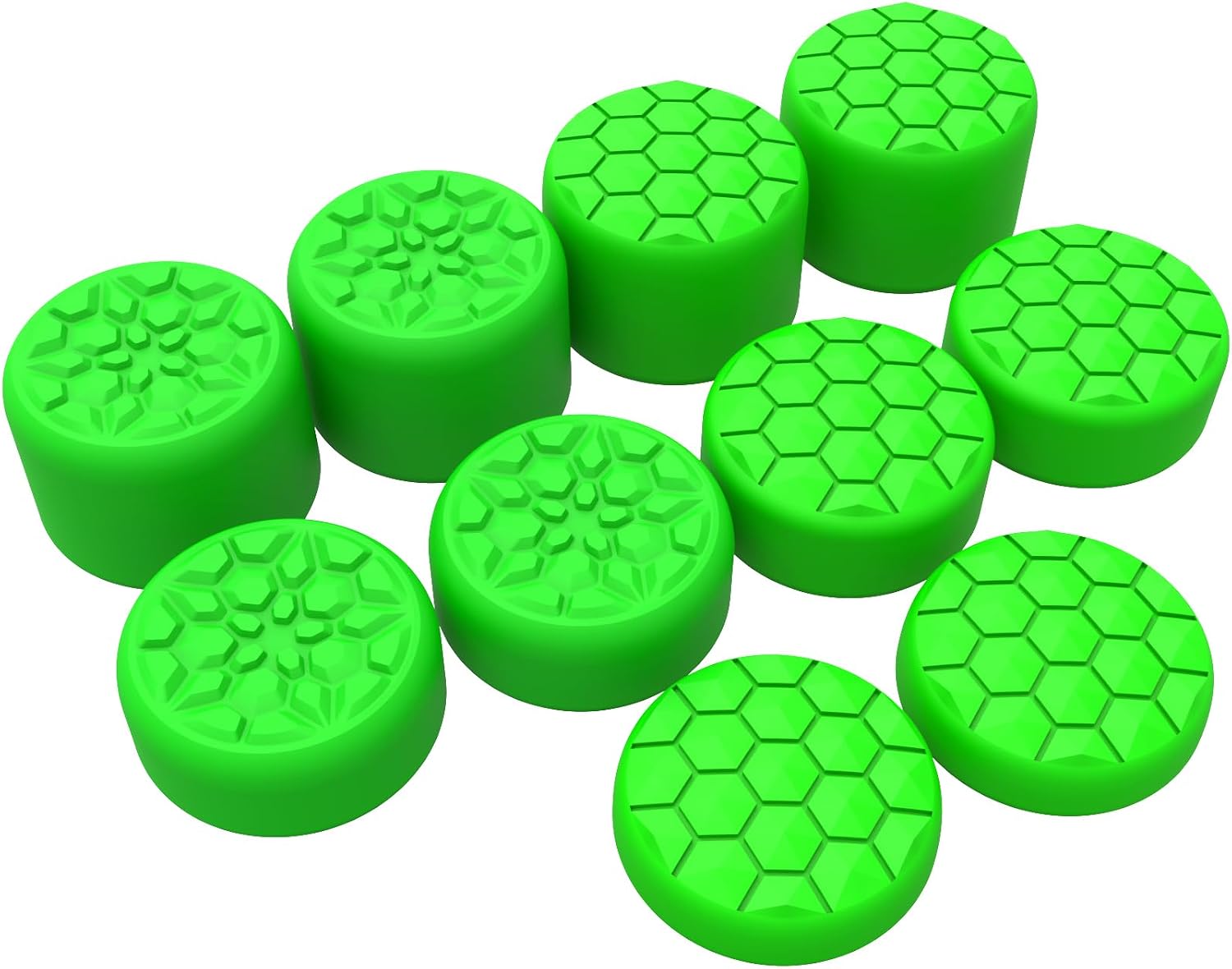 Detalle de PlayVital Green Ergonomic Stick Caps Thumb Grips for Steam Deck LCD & OLED and PS Portal Remote Player — 10-Pack