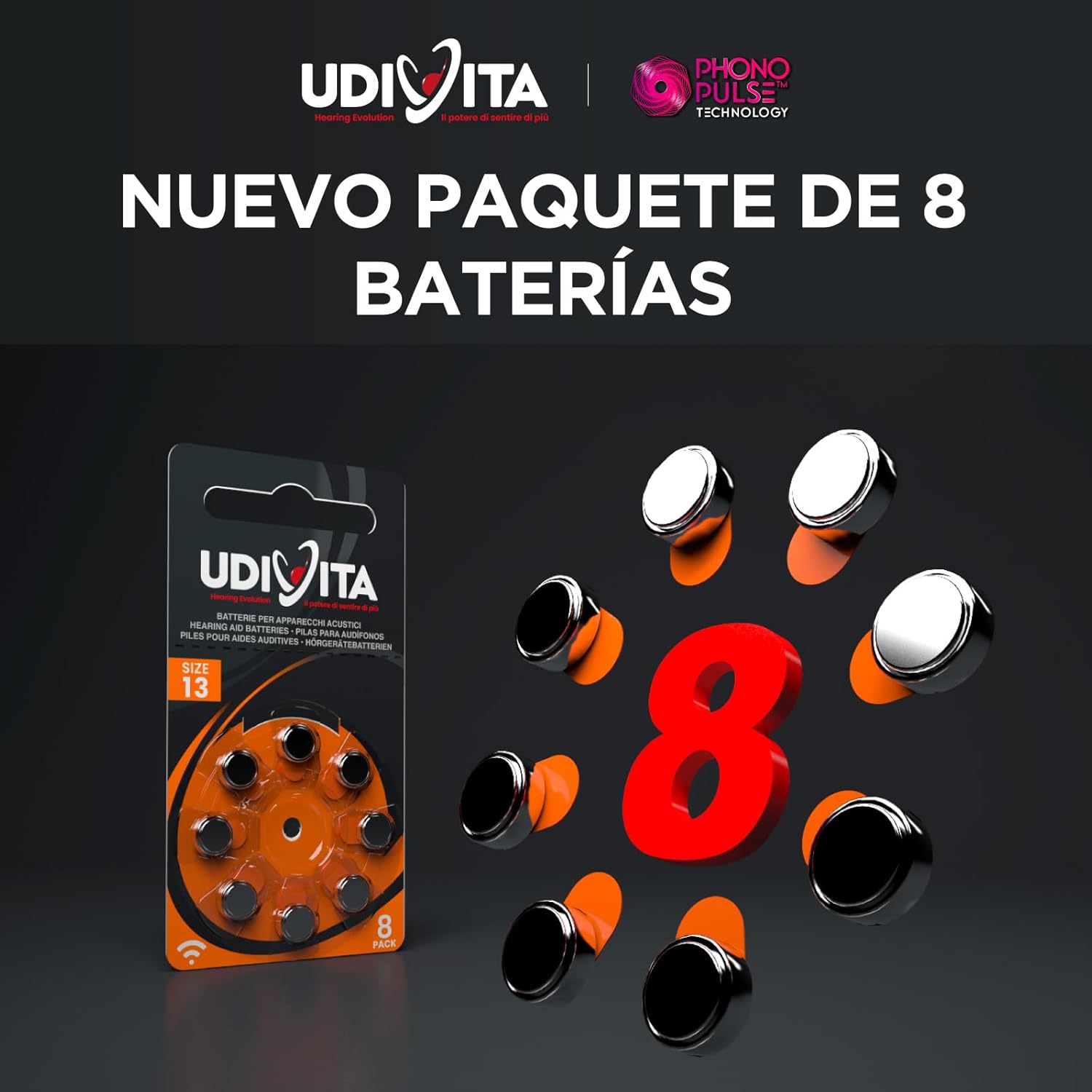 Thumbnail 1 de Udivita PR48 tamaño 13 pilas audífonos