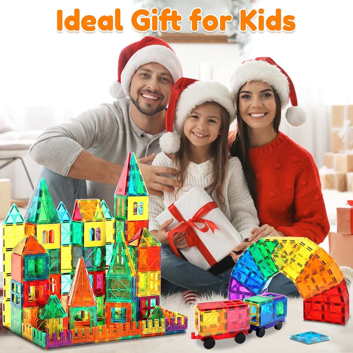 Thumbnail 5 de obakaer Magnetische Bausteine (100 Stück) mit 2 Autos – Magnetspielzeug für Kinder ab ca. 3 Jahren