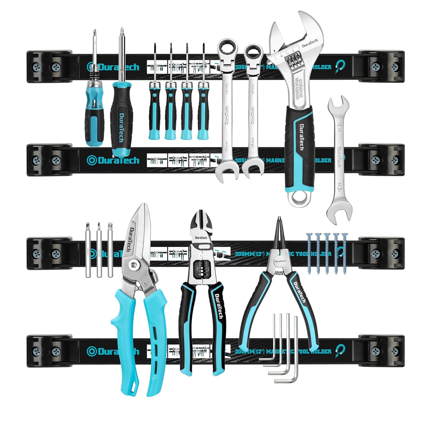 Thumbnail 1 de DURATECH 4x Barre Magnétique pour Outils – Ensemble porte-outils mural robuste 30,5 x 2,3 cm