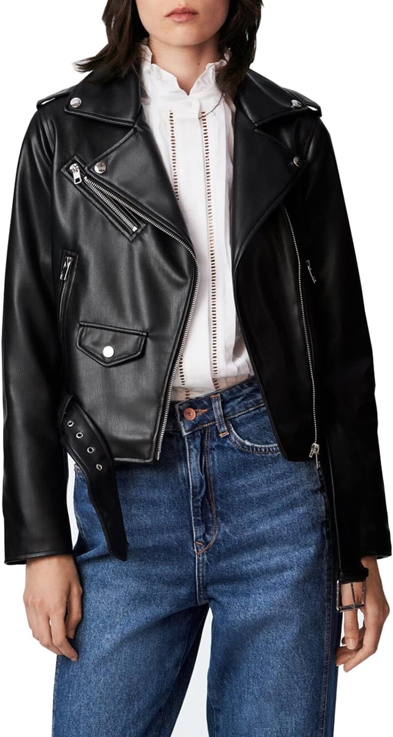 Detalle de LY VAREY LIN Women's Faux Leather Motorcycle Jacket, PU