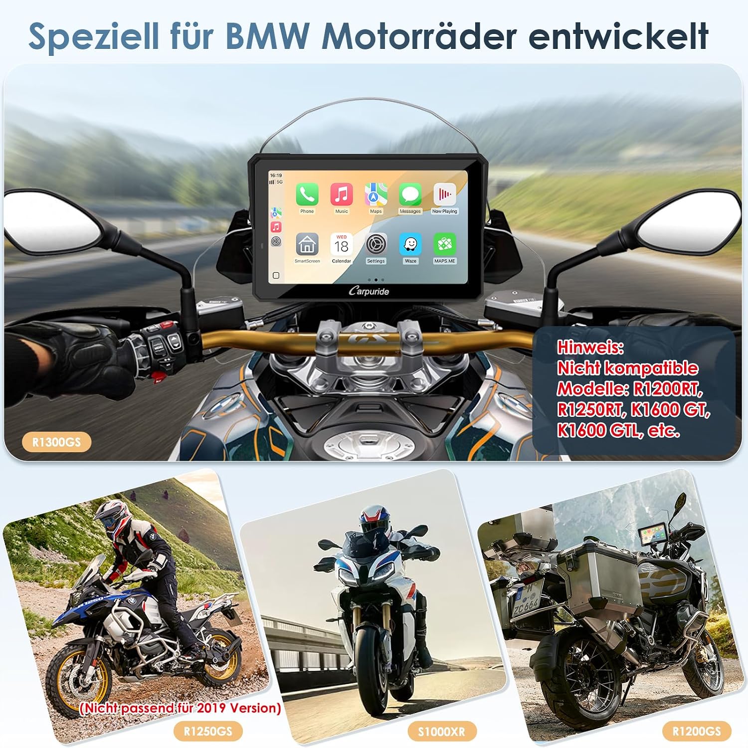 Detalle 2 de Carpuride W702BS Pro 7" Motorraddisplay