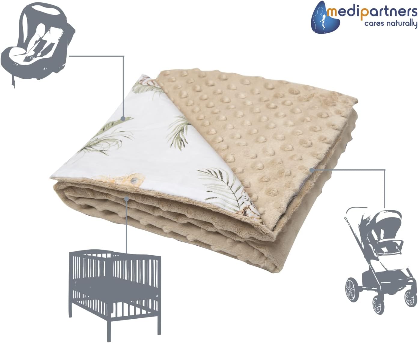 Thumbnail 3 de Medi Partners Couverture Bébé 75x100 cm – Douceur coton et Minky beige (Safari)