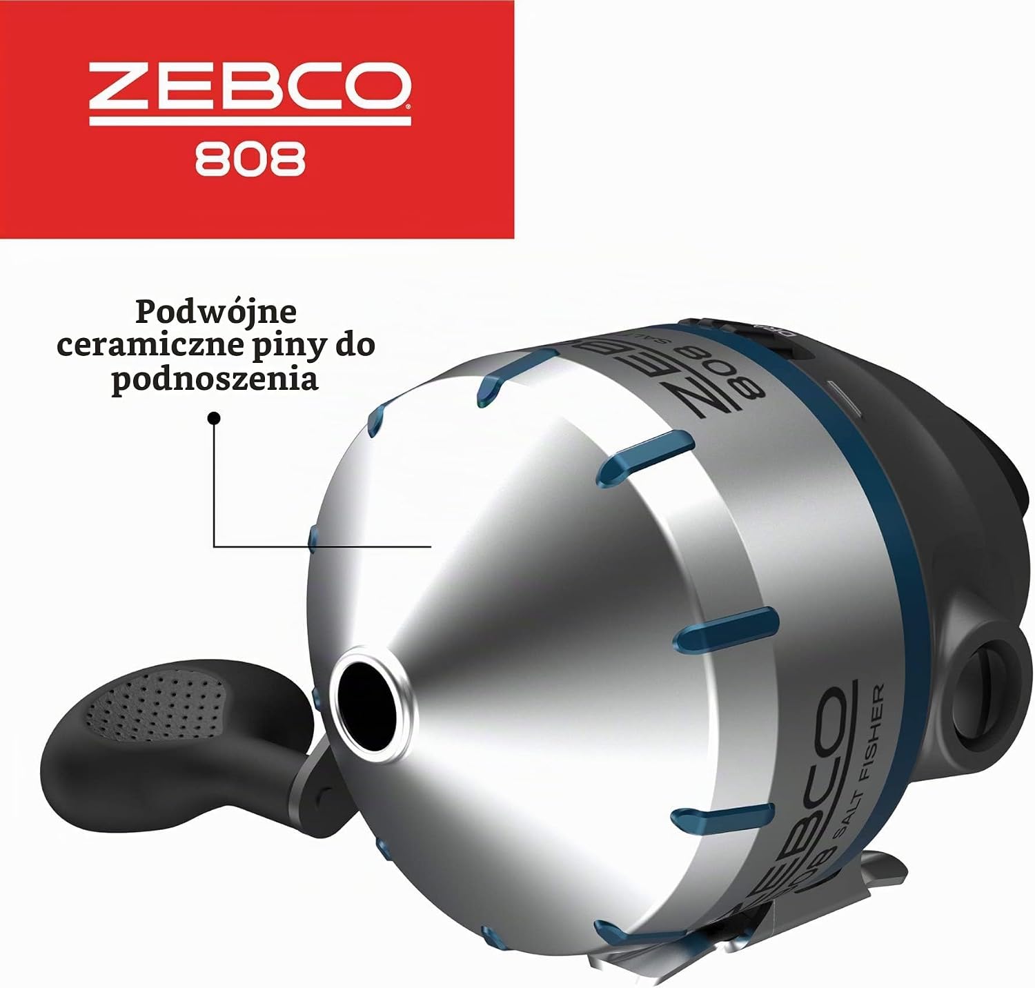 Detalle 2 de Zebco 808 kołowrotek spincast do wody słonej, stal nierdzewna i ABS